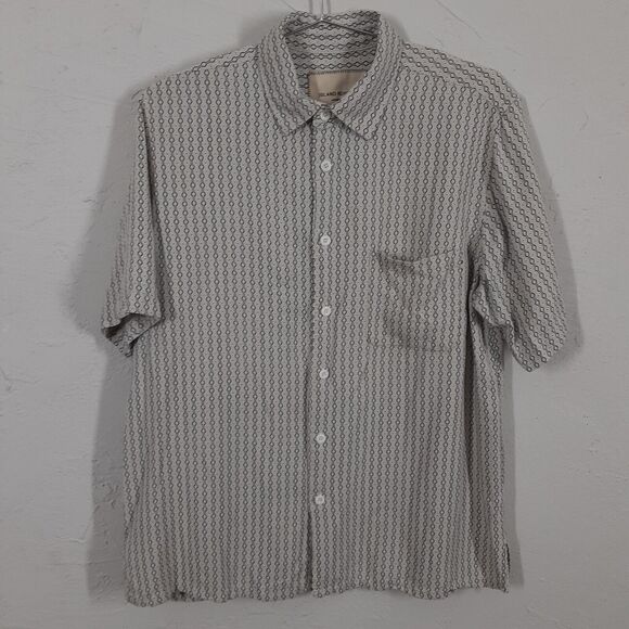 Island Republic Adult Mens M Silk Blend Hawaiin Geometric Short Sleeve Shirt - Picture 1 of 8